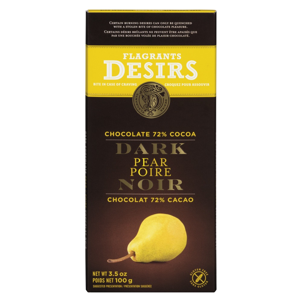 Flagrants Desirs 72% Dark Chocolate with Pears 100g