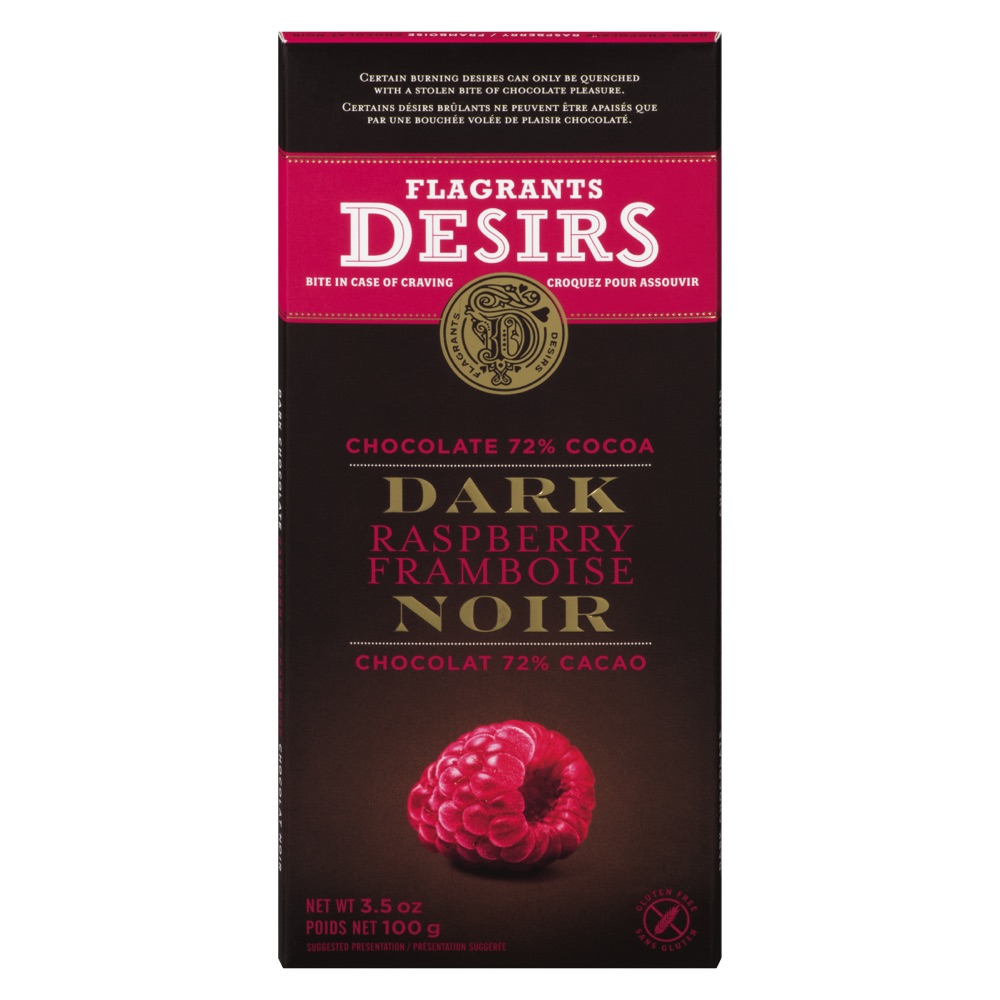 Flagrants Desirs 72% Dark Chocolate with Raspberry 100g