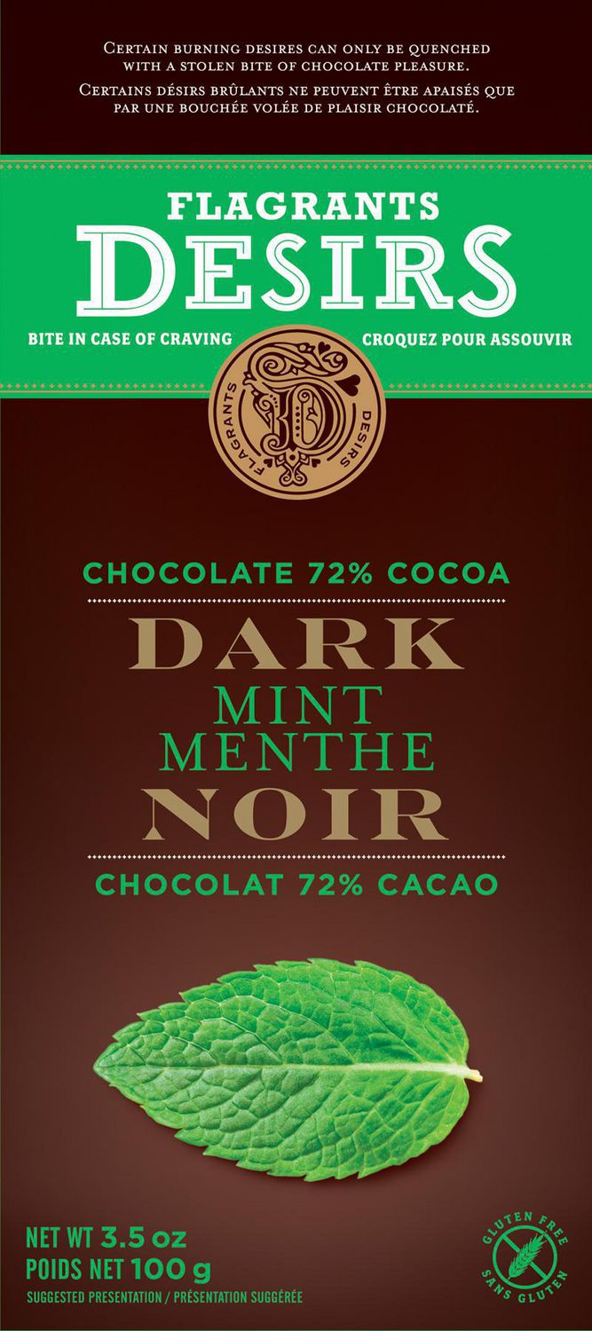 Flagrants Desirs 72% Dark Chocolate with Mint 100g