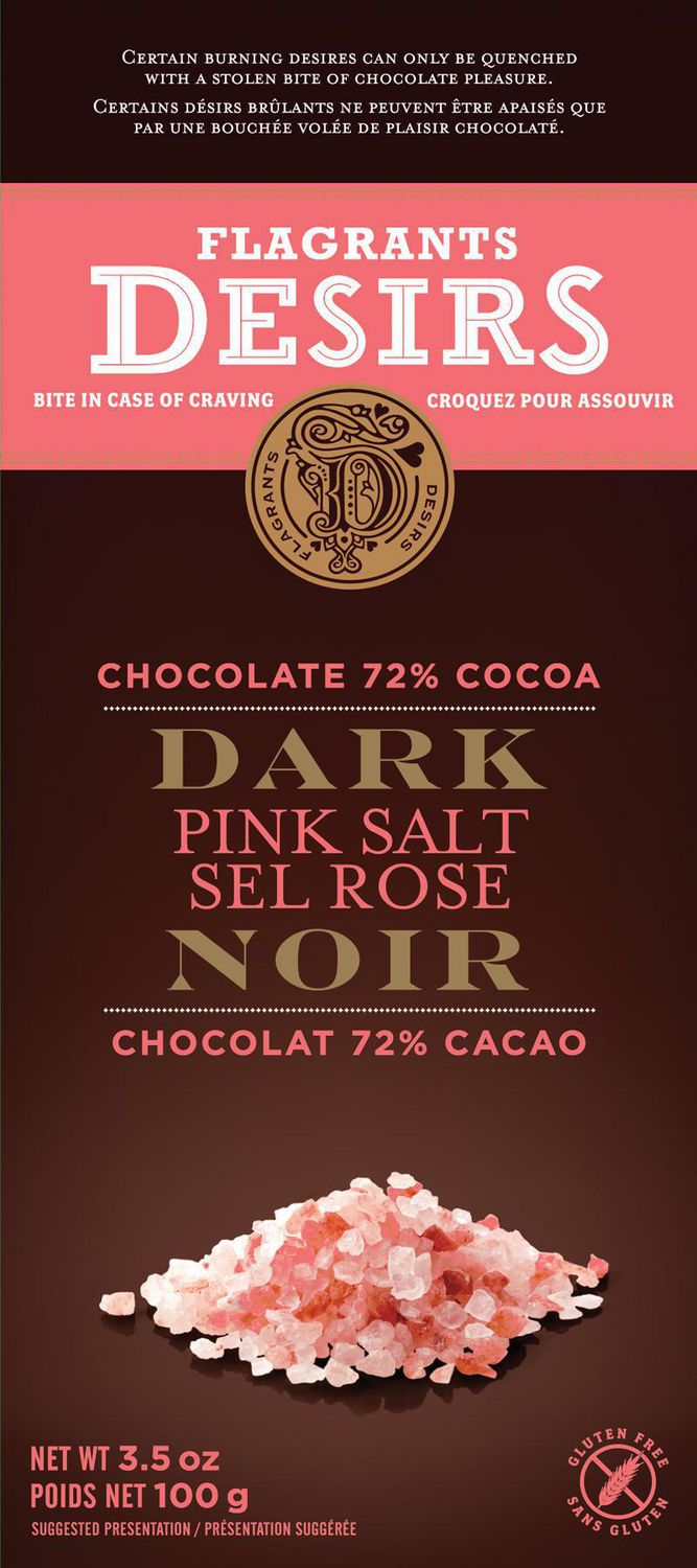 Flagrants Desirs 72% Dark Chocolate with Pink Salt 100g