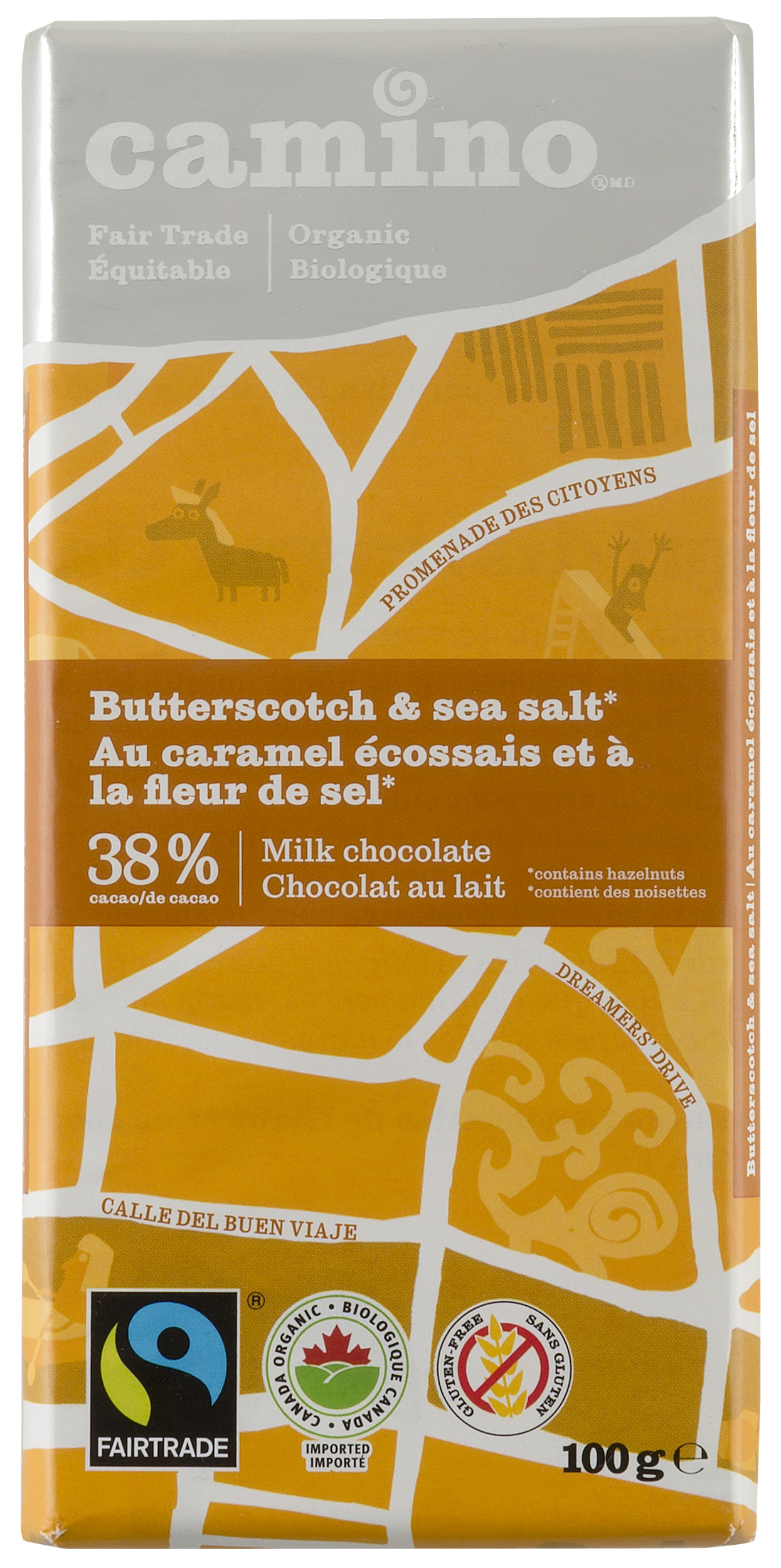 Camino Butterscotch and Sea Salt Milk Chocolate Bar 100g