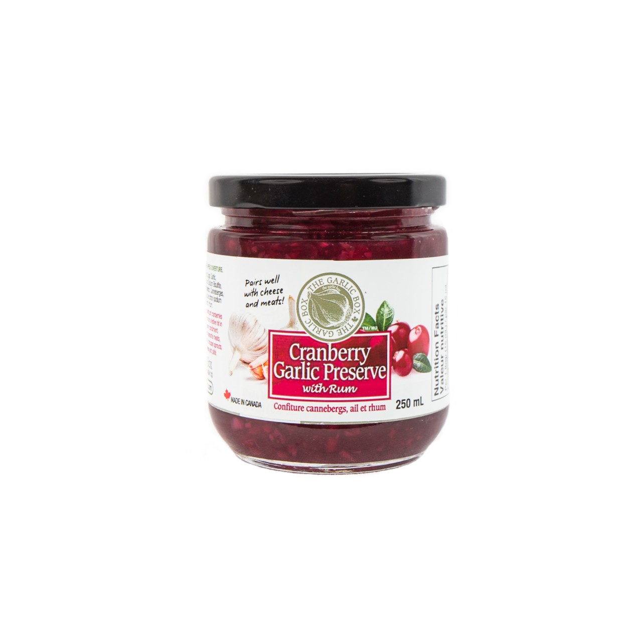 The Garlic Box Cranberry Preserves with Rum 250ml