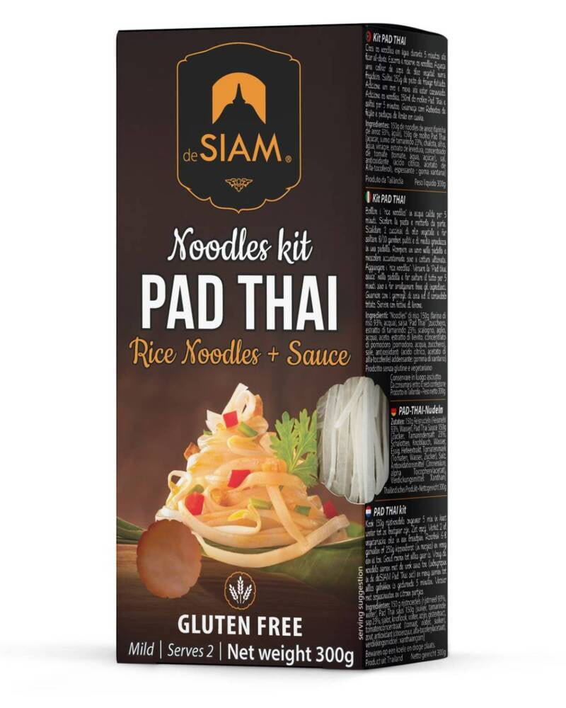 de Siam Noodles Kit Pad Thai Rice Noodles & Sauce 160g