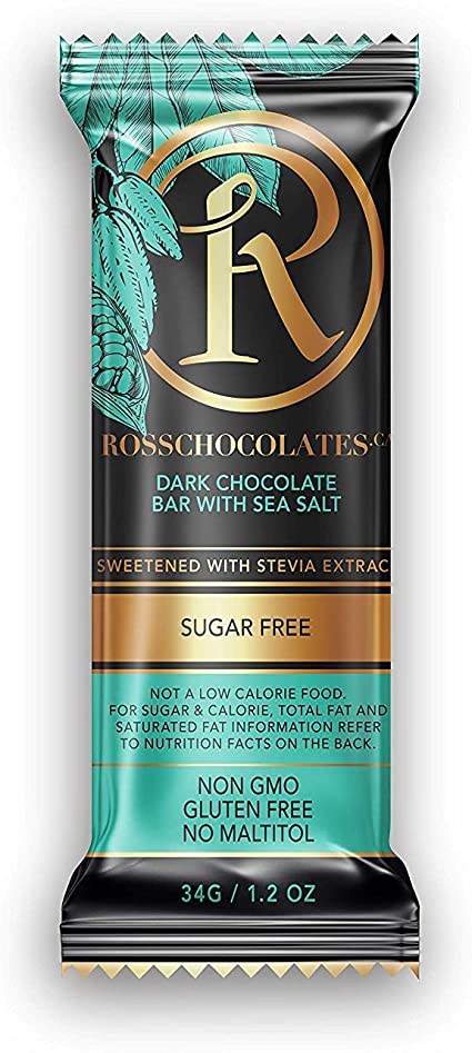 Ross Chocolates No Sugar Added Dark Chocolate & Sea Salt 34g