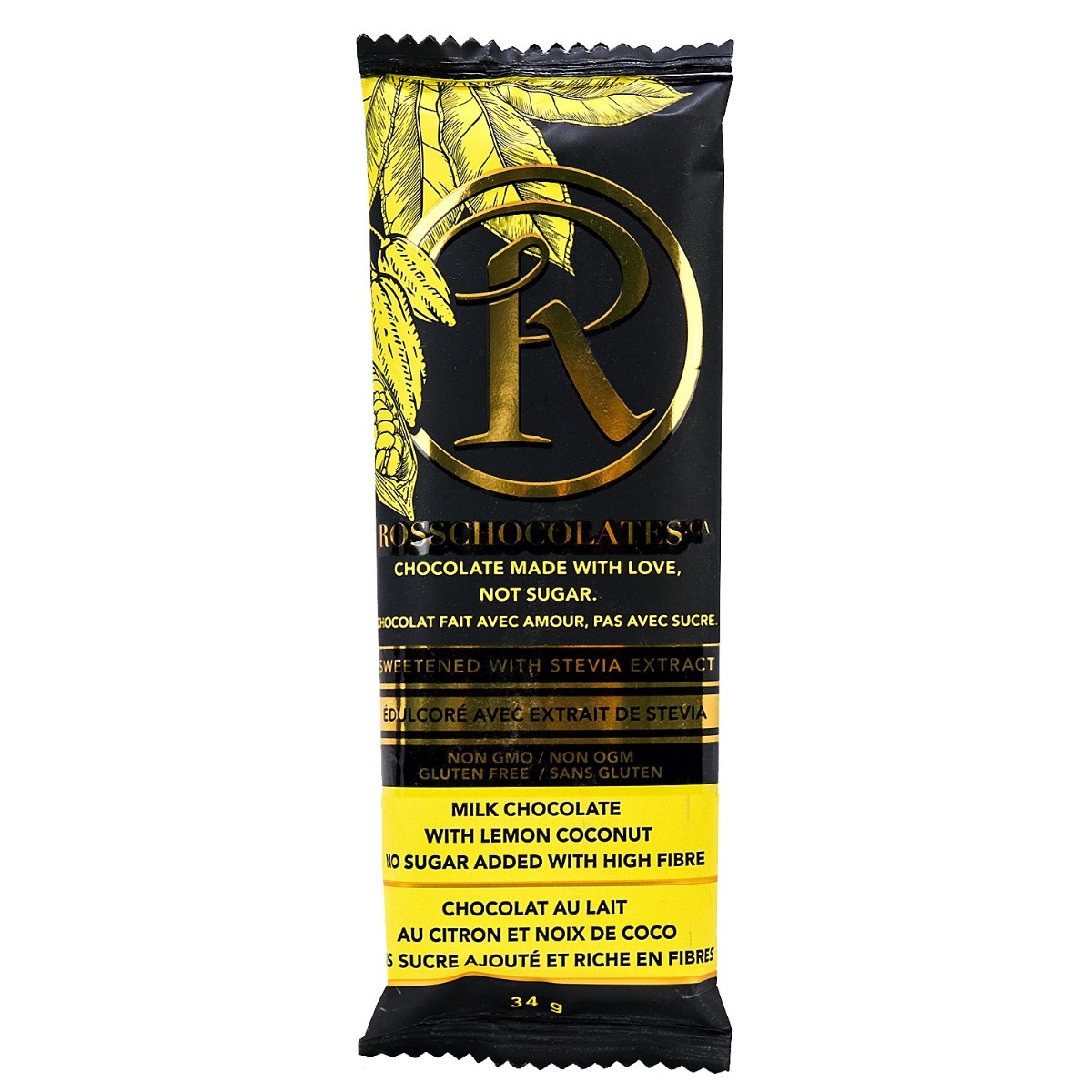 Ross Chocolates No Sugar Milk Chocolate & Lemon Coconut 34g