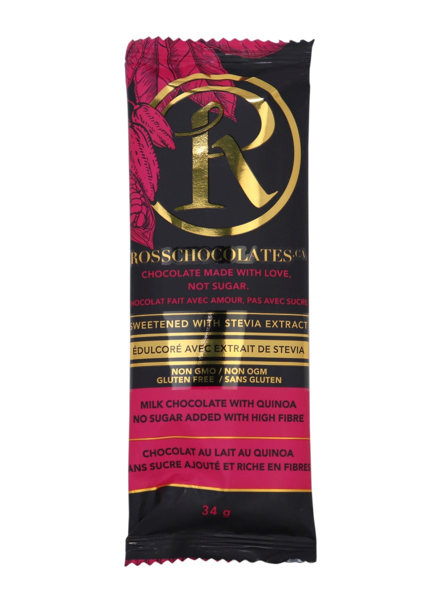 Ross Chocolates No Sugar Added Milk Chocolate & Quinoa 34g
