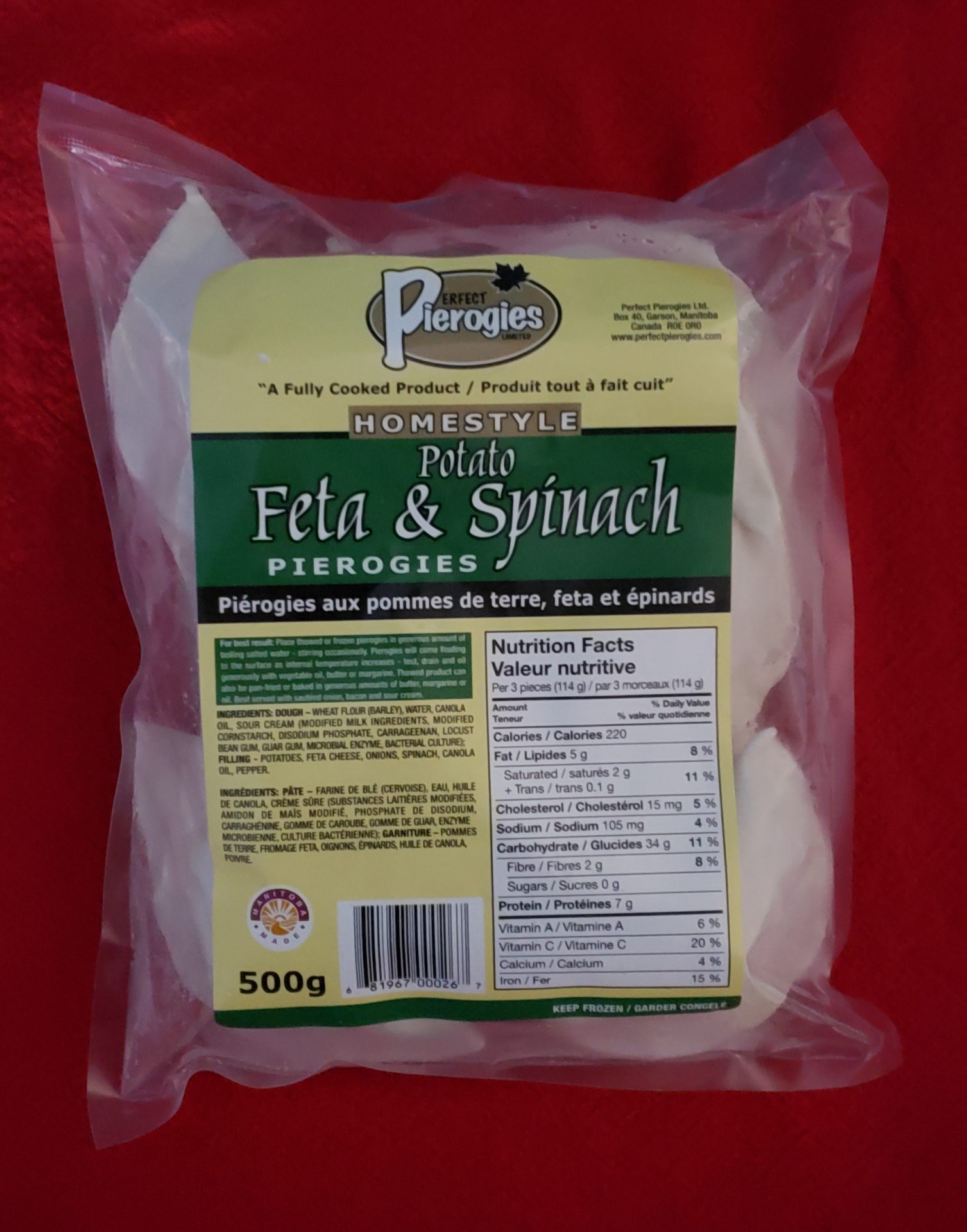 Perfect Pierogies Feta & Spinach Potato Perogies 500g