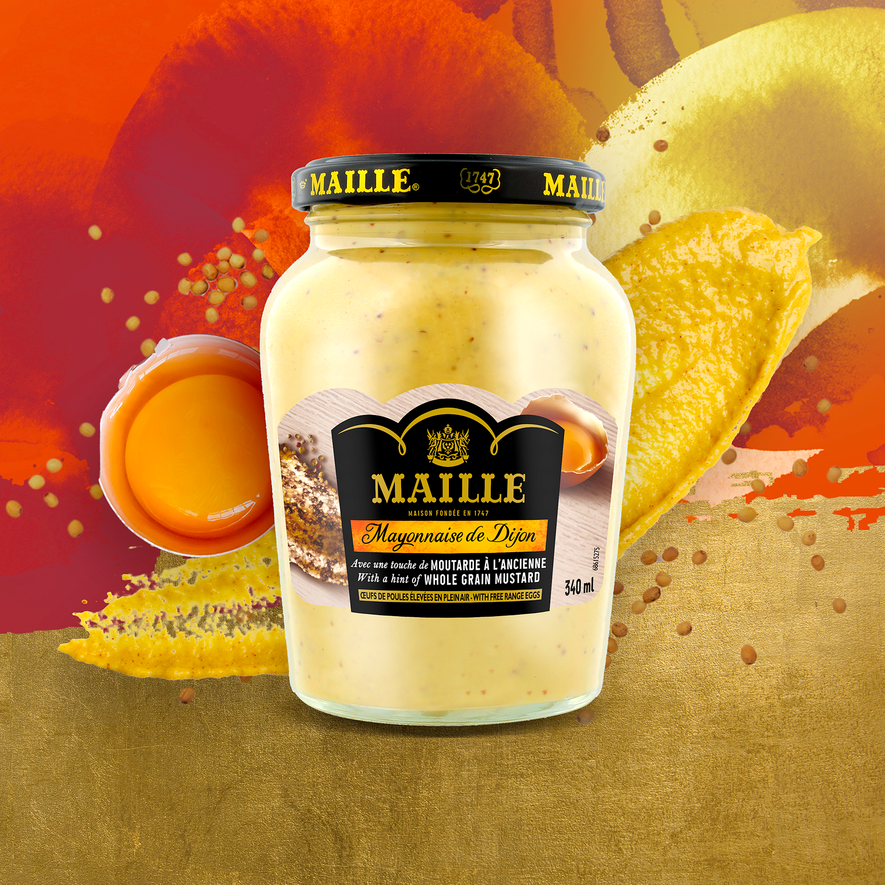 Maille Old Style Mayonnaise with Whole Grain Mustard 340ml